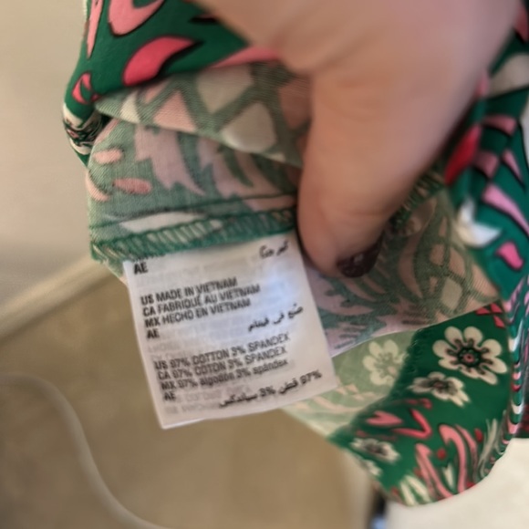 Macys ruffle sleeveless dress pink green pattern xl - Picture 8 of 8